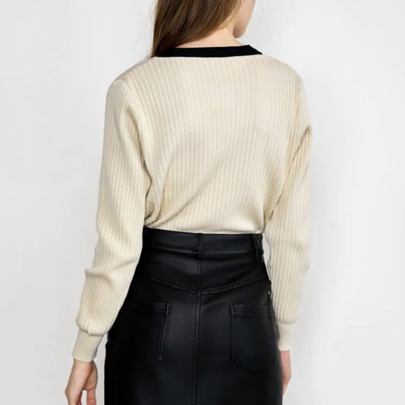 J.ING Lealia Beige Contrast Cardigan - One Size - Picture 3 of 9